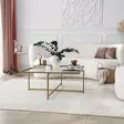 Soffbord Hanah Home Sun S411 Guld Härdat Glas 85x35x85 cm - Soffbord - 8683342949613 - 3