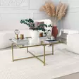 Soffbord Hanah Home Sun S411 Guld Härdat Glas 85x35x85 cm - Soffbord - 8683342949613 - 8