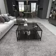 Soffbord Hanah Home Uranüs Svart Härdat Glas 80x40x80 cm - Soffbord - 8683742475033 - 3