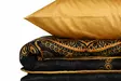 Satin påslakanset, dubbel, svart/guld, 200 x 220 cm, mjukt, hållbart - Lakan och örngott - 8682870695733 - 5