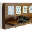 Vägghylla Wallity Valnöt Canvas 60x14x8 cm - Vägghyllor - 8684282095583 - 6