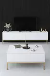 Soffbord Hanah Home Lord Vit Guld Spånskiva 90x40x60 cm - Soffbord - 8684282484073 - 4