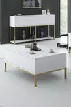 Soffbord Hanah Home Lord Vit Guld Spånskiva 90x40x60 cm - Soffbord - 8684282484073 - 2