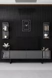 TV-bänk Hanah Home Chrome Line Antracit Svart Spånskiva 180x30x48 cm - TV-bänkar - 8683742126133 - 3