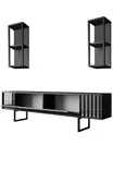 TV-bänk Hanah Home Chrome Line Antracit Svart Spånskiva 180x30x48 cm - TV-bänkar - 8683742126133 - 8