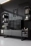 TV-bänk Hanah Home Chrome Line Antracit Svart Spånskiva 180x30x48 cm - TV-bänkar - 8683742126133 - 2