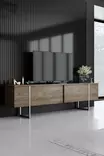 TV-bänk Hanah Home Luxe Valnöt Silver Spånskiva 180x30x50 cm - TV-bänkar - 8684282832393 - 2