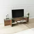 TV-bänk Hanah Home Escape TV Valnöt Spånskiva Härdat Glas 158x40x35 cm - TV-bänkar - 8683342979153 - 3