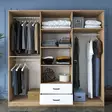 Garderob Hanah Home BA111 Valnöt Vit Spånskiva 210x210x51,5 cm - Garderober - 8683743323753 - 4