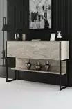 Vardagsrumsmöbelset Hanah Home Luxe Travertine Svart Spånskiva 180x47x30 cm - Möbler - 8684282970453 - 5