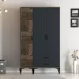 Garderob Hanah Home Kumsal PT Valnöt Antracit Spånskiva 120x47,5x201,4 cm - Garderober - 8684282089223 - 2