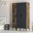 Garderob Hanah Home Kumsal PT Valnöt Antracit Spånskiva 120x47,5x201,4 cm - Garderober - 8684282089223 - 6