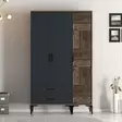 Garderob Hanah Home Kumsal PT Valnöt Antracit Spånskiva 120x47,5x201,4 cm - Garderober - 8684282089223 - 3