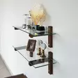 Vägghylla Hanah Home R200 Valnöt Massiv Furu Härdat Glas 85x25x25 cm - Vägghyllor - 8681875707953 - 6
