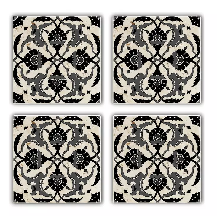 Glasunderlägg Hermia Flerfärgad Natursten 4 Delar - Dukar och tabletter - 8682870013803 - 1