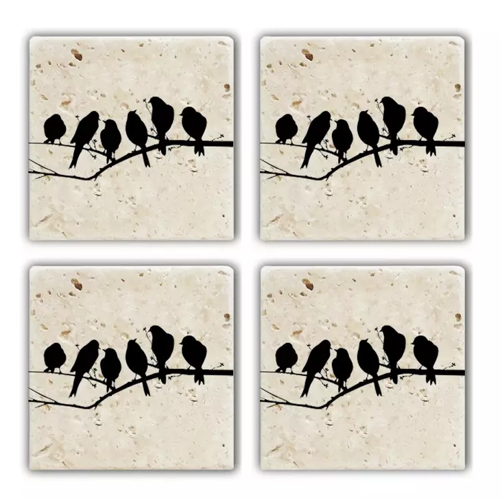 Glasunderlägg Hermia Flerfärgad Naturlig Sten 4 Delar - Dukar och tabletter - 8682870013773 - 1