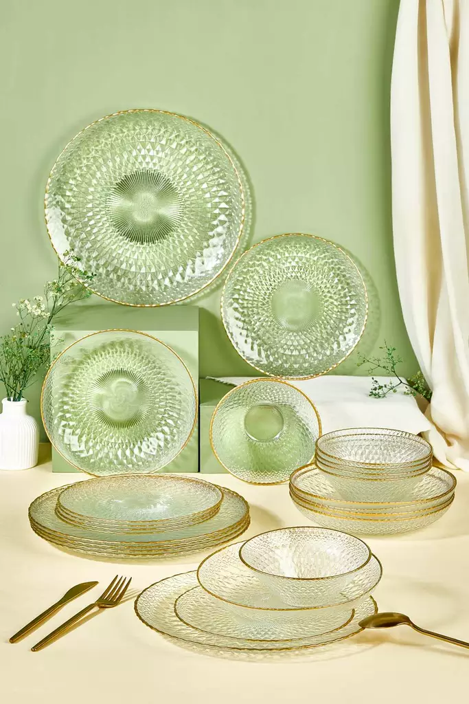 Matsservis Hermia Fugi Transparent Glas 24 Delar - Serveringsfat - 8684283784783 - 1