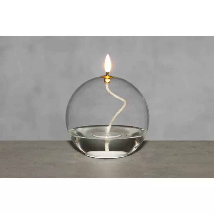 3D LED Lasipallo öljylamppu 12 cm Finnlumor - Paristokäyttöinen lasinen tunnelmavalaisin elävällä liekkiefektillä - Ljussmycken och ljusfigurer - 6410416499833 - 1