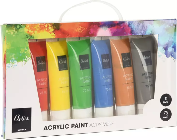 Akryyliv=C3=A4rit 75ml 6kpl/pkt - Akrylfärger och målarfärger - 8720573225373 - 1