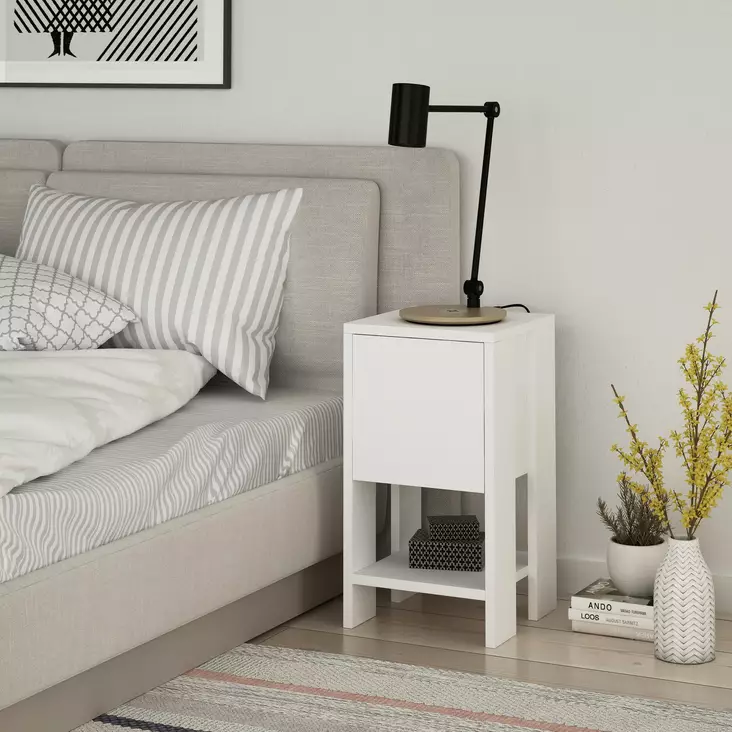 Sängbord Hanah Home Ema Vit Spånskiva 30x55x30 cm - Nattduksbord - 8681875205503 - 1