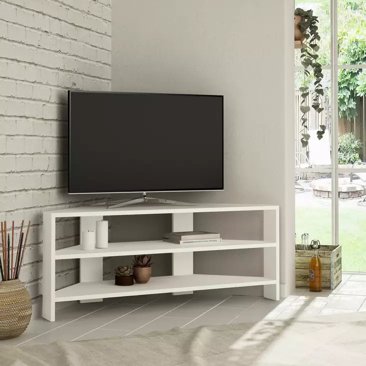 TV-bänk Hanah Home Thales Corner Vit Spånskiva 110x45x36 cm - TV-bänkar - 8681875104103 - 1
