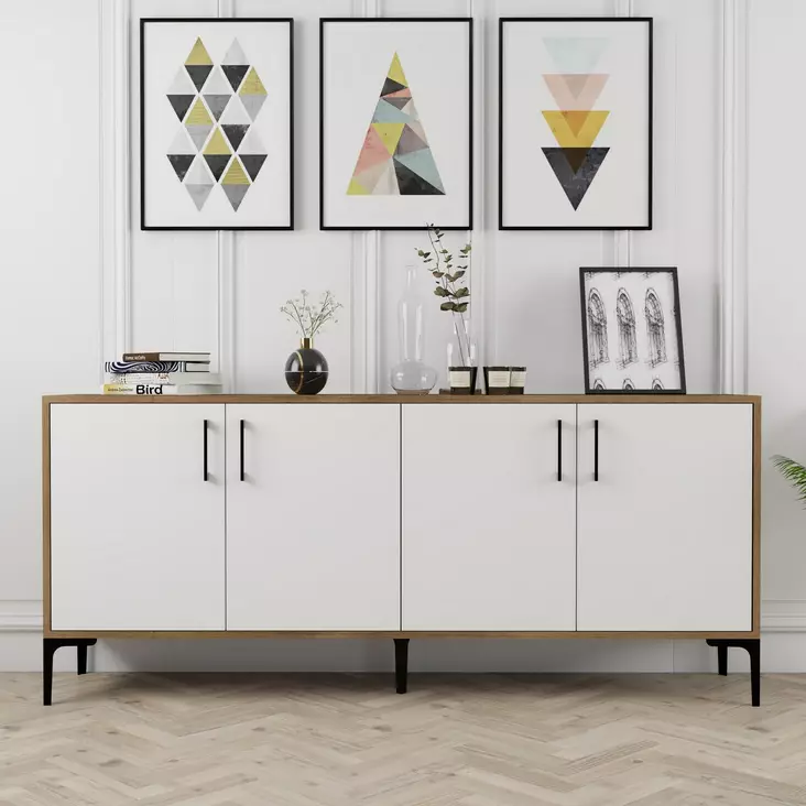 Konsolbord Hanah Home Kiev Valnöt Vit Spånskiva 180x78x35 cm - Byråer och skåp - 8683342460903 - 1