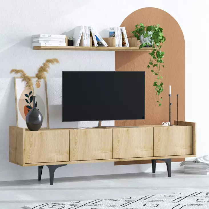 TV-bänk Hanah Home Cursa Safir Ek Spånskiva 150x57x40 cm - TV-bänkar - 8683342978873 - 1