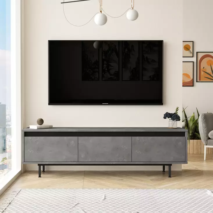 TV-bänk Hanah Home LV1 RL Silver Svart Spånskiva 160x45,2x35,5 cm - TV-bänkar - 8683342161763 - 1