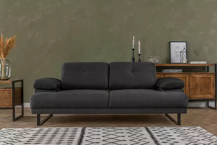 2-sits bäddsoffa Atelier del Sofa Mustang Antracit Polyester 199x99x83 cm - Bäddsoffor - 8683342766623 - 1