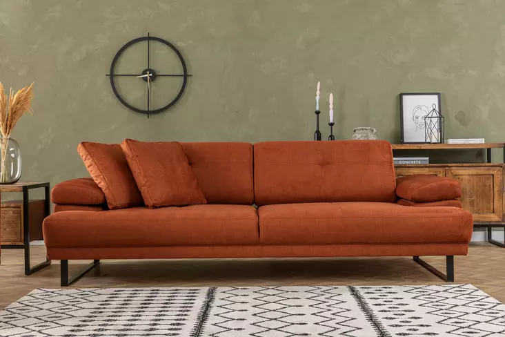 3-sits bäddsoffa Atelier del Sofa Mustang Orange Polyester 239x99x83 cm - Bäddsoffor - 8683342766593 - 1