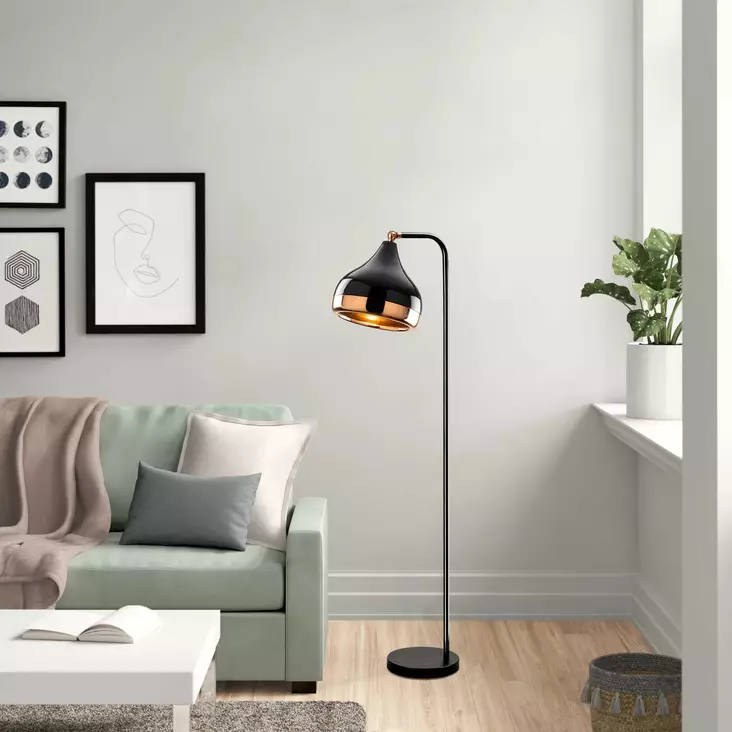 Golvlampa Opviq Y?ldo Svart Koppar Metall 30 x 17 cm 120 cm - Golv- och bordslampor - 8681875502763 - 1