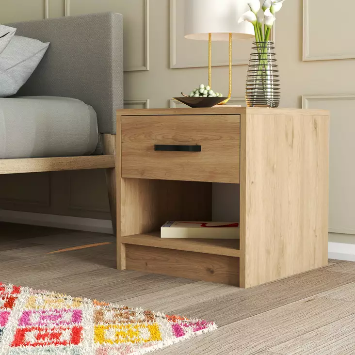 Sängbord Hanah Home Grande 3622 Ek Spånskiva 52x46,8x45 cm - Nattduksbord - 8683342214773 - 1
