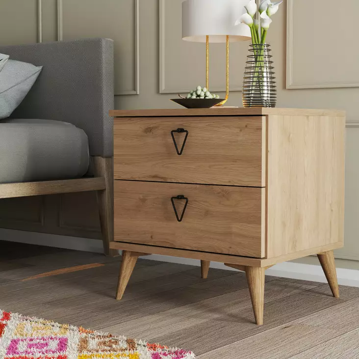 Sängbord Hanah Home Versa Ce 3632 Ek Spånskiva 52x55,1x45 cm - Nattduksbord - 8683342214803 - 1