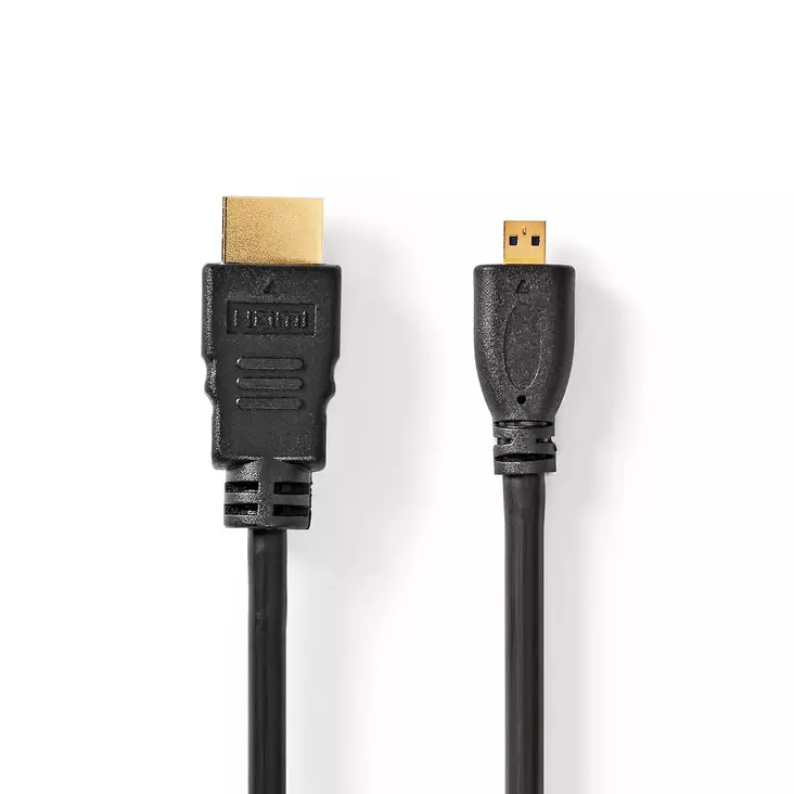 High Speed HDMI kabel med Ethernet | HDMI Kontakt | HDMI Micro kontakt | 4K@30Hz | 10.2 Gbps | 1.50 m | Rund | PVC | Svart | Label - HDMI-kablar - 5412810427123 - 1