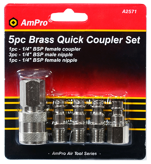 Kopplingar för lufttryck 5-delar - Tryckluftsslangar och kopplingar - 795609025713 - 1