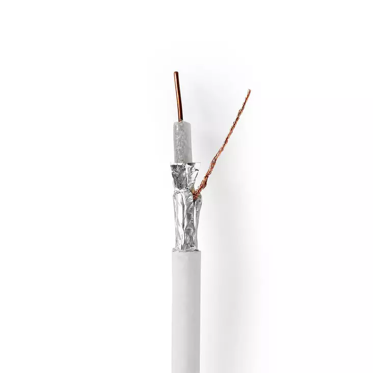 Koaxialkabel på Bobin | 4G / LTE säker | 75 Ohm | Trippel skyddat | ECA | 10.0 m | Koax | PVC | Vit | Rulle - Antennkablar - 5412810306763 - 1