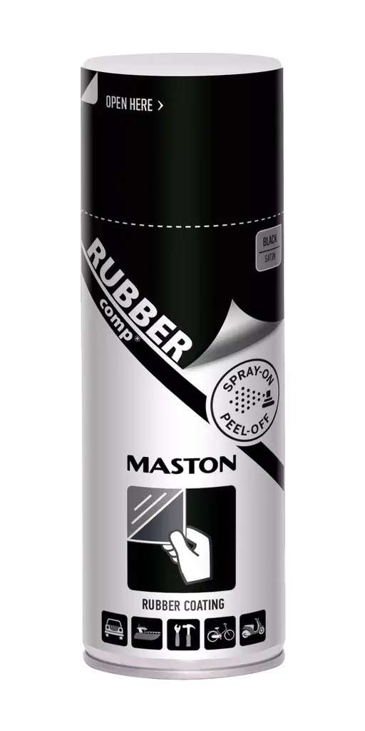 Kumimaalispray RUBBERcomp Musta Puolikiilt=C3=A4v=C3=A4 - Sprayfärger - 6412490027353 - 1