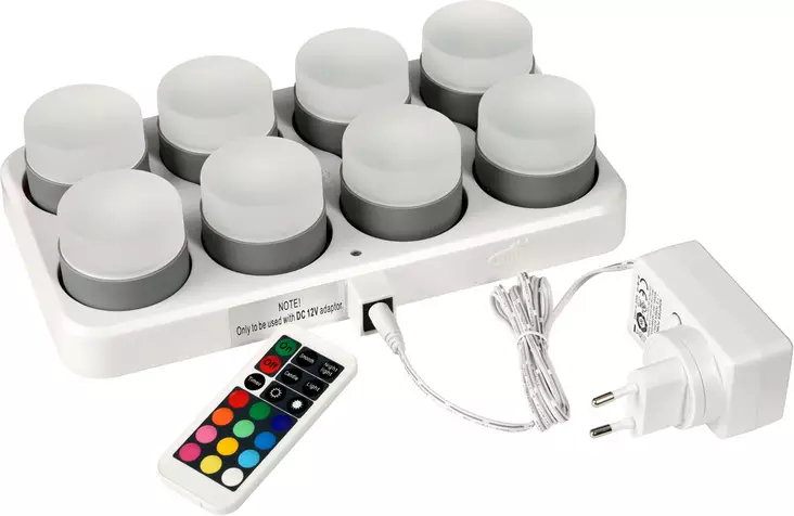 Led valaisnsarja 8kpl lataustelineess=C3=A4 ja kaukos=C3=A4=C3=A4din - LED-ljus och lyktor - 7321031864953 - 1