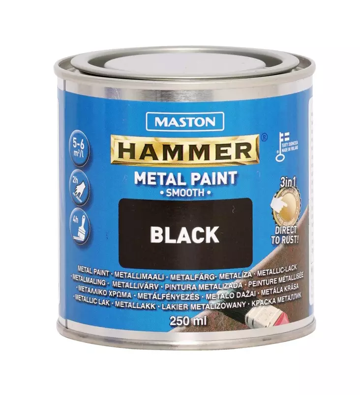 Metallimaali Maston Hammer sile=C3=A4 musta 250ml - Metall- och möbelmålningar - 6412498860013 - 1