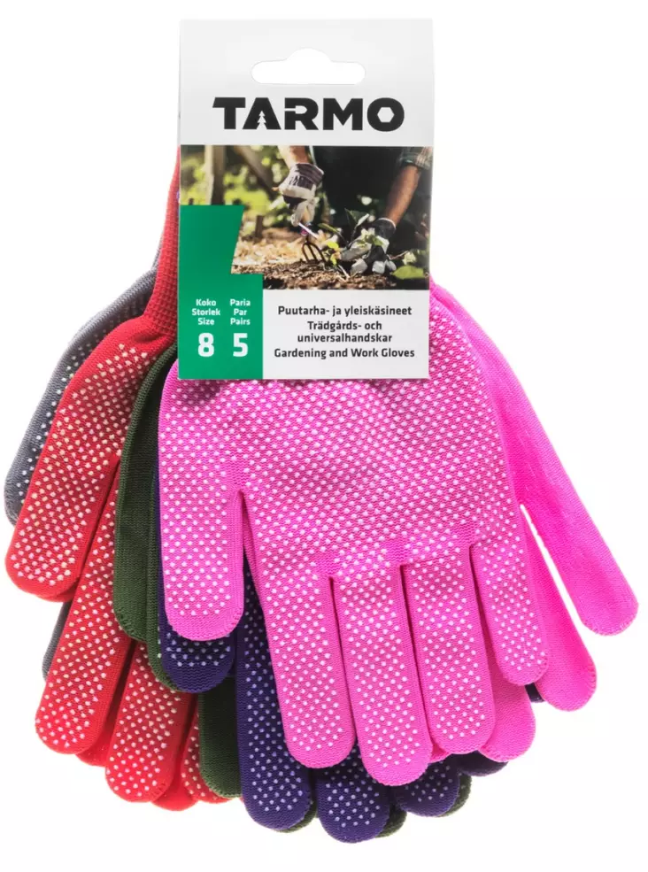 N=C3=A4ppyl=C3=A4hanska ohut 5 paria koko 8 - Belagda handskar - 6410412891693 - 1
