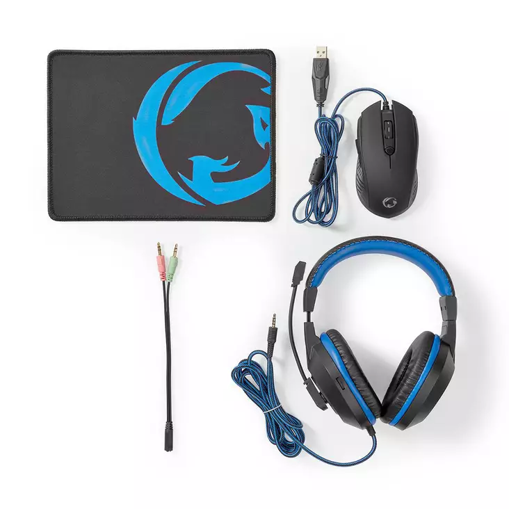 Gaming Combo Kit | 3-i-1 | Headset, mus och musmatta | Blå / Svart - Spelprodukter - 5412810315253 - 1