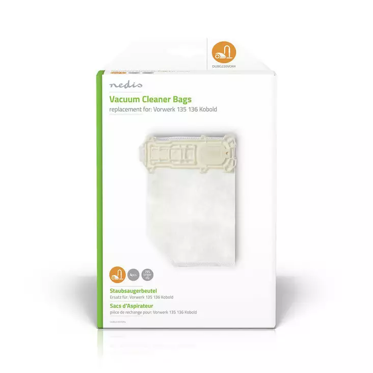 Dammsugarpåse | 4 st. | Syntetisk | Säljs mest för: Vorwerk 135136 Kobold | Vit - Dammsugarpåsar - 5412810285273 - 1