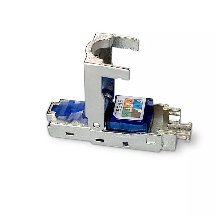 RJ45-kontakt | Hane | Toolless CAT6 / CAT6a | Rak | Guldplaterad | 2 st. | Metall | Blå / Grå | Låda - Dator och nätverk - 5412810443543 - 10