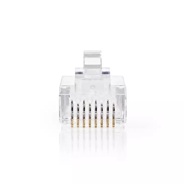 RJ45-kontakt | Hane | Solid UTP CAT6 | Rak | Guldplaterad | 10 st. | Polycarbonate | Transparent | Låda - Dator och nätverk - 5412810289363 - 1