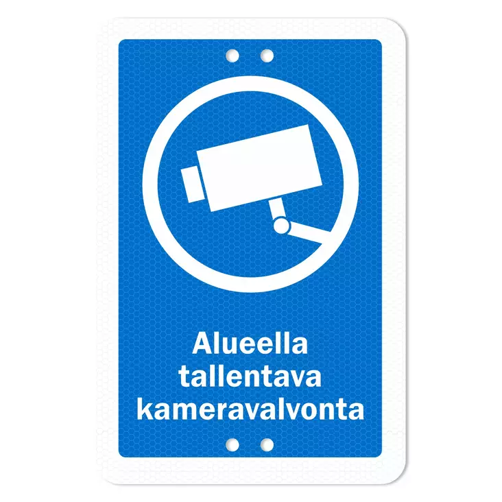 Sekure 2mm 20x30cm aluminiumskylt "Kameraövervakningsinspelning i området" blå - Vägvisare och varningsskyltar - 6438014353623 - 1