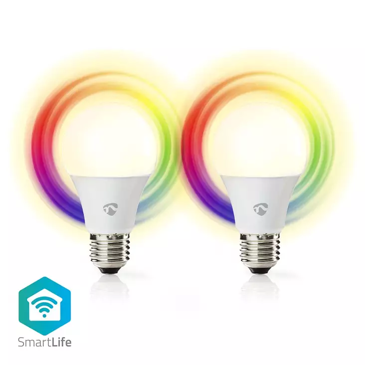 SmartLife Full Färg Glödlampa | E27 | 806 lm | 9 W | RGB / Varm till cool vit | 2700 - 6500 K | Android / IOS | Glödlampa | 2 st. - Ljuskällor - 5412810335473 - 1