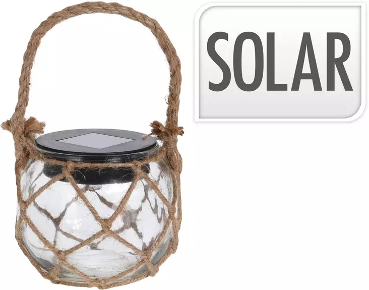 Solcellsbelysning i glasburk macrame - Dekorationsljus - 8719202572063 - 1