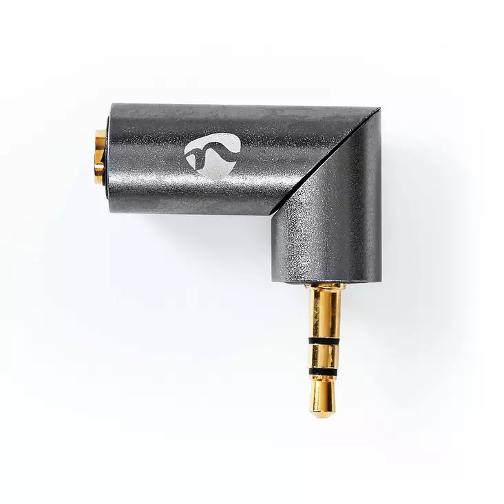 Stereo Audio Adapter | 3.5 mm Hane | 3.5 mm Hona | Guldplaterad | Rak | Aluminium | Grått Med Metall / Guld | 1 st. | Kartong med täckt fönster - Nedis produkter - 5412810333493 - 1
