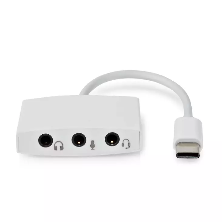 USB-C Adapter | USB 2.0 | USB-C Hane | 3.5 mm Hona | 0.10 m | Rund | Nickelplaterad | ABS/PVC | Vit | Låda - Nedis produkter - 5412810413263 - 10