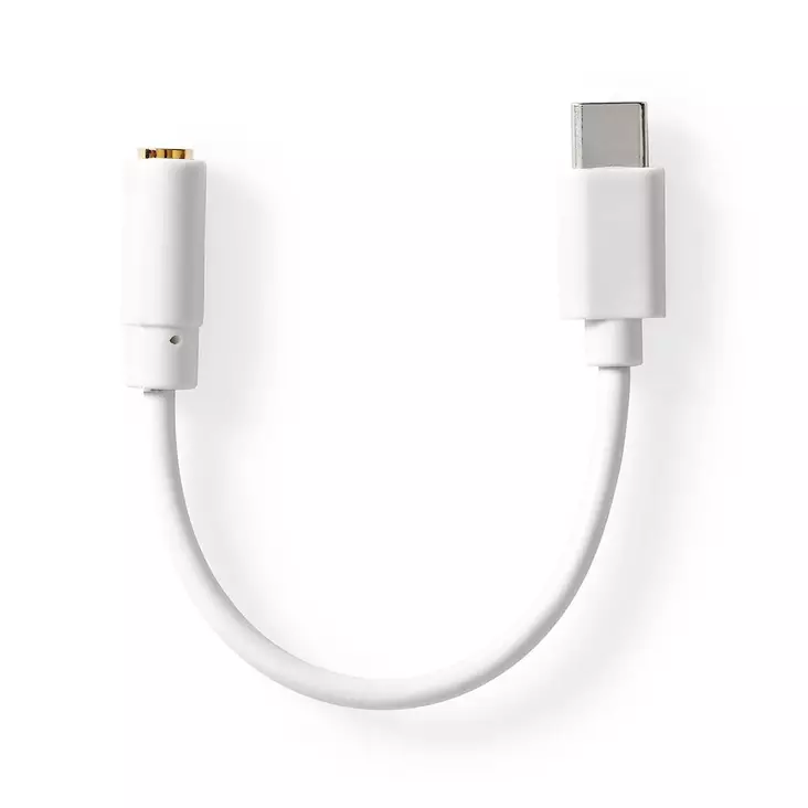 USB-C Adapter | USB 2.0 | USB-C Hane | 3.5 mm Hona | 0.10 m | Rund | Nickelplaterad | PVC | Vit | Låda - Dator och nätverk - 5412810336593 - 1